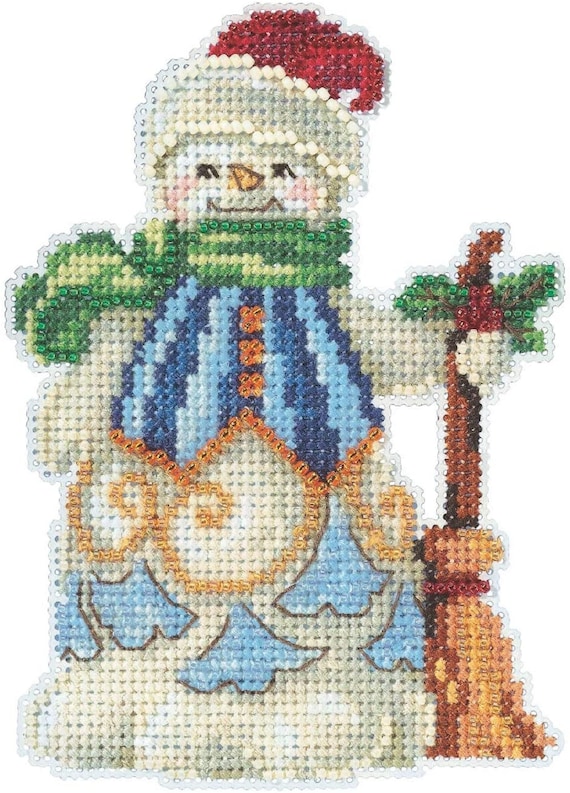 Mill Hill 2020 Jim Shore Beaded Cross Stitch Kit ~ Clean Sweep Snowman ~ JS202013