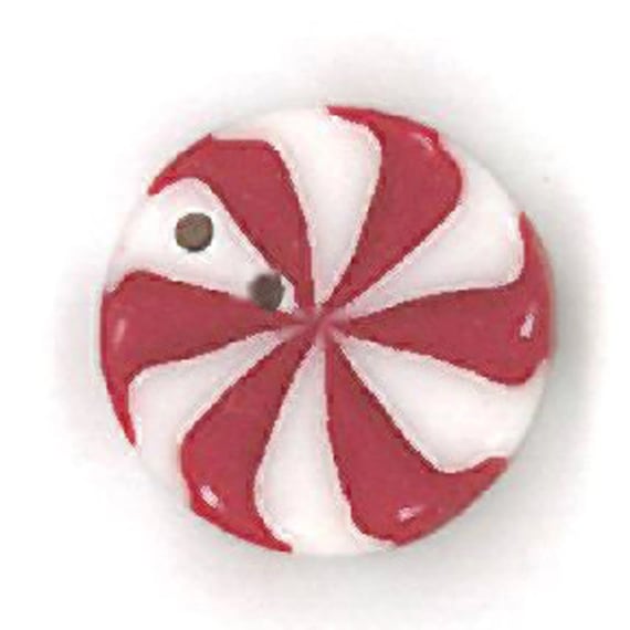 Just Another Button Company Polymer Clay Button ~ Small Peppermint Swirl ~ nh1067.s