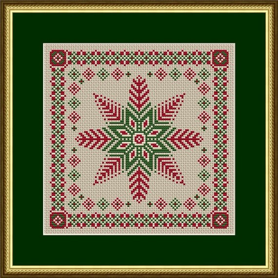 Peppermint Sweater Snowflake Christmas Counted Cross Stitch Pattern by Happiness Is HeartMade #1135