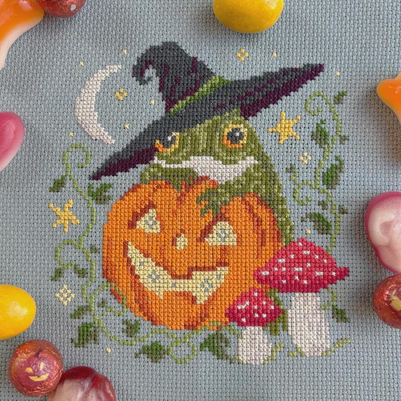 Pumpkin Toad Counted Cross Stitch Pattern Leaflet by Love Poppet - Printed Pattern