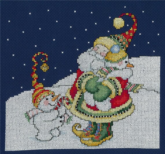 December Hugs Counted Cross Stitch Pattern designed by Mary Engelbreit