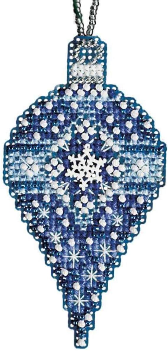 Sapphire Snow 2011 Mill Hill Beaded Cross Stitch Kit Christmas Jewels Charmed Ornament