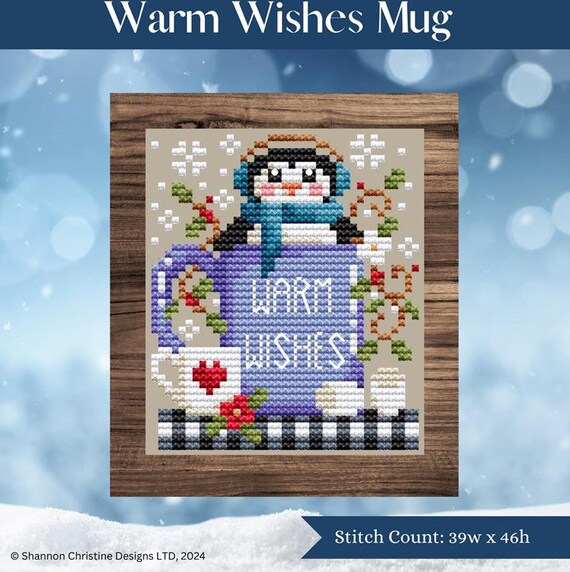 Shannon Christine Designs Counted Cross Stitch Pattern ~ Warm Wishes Mug
