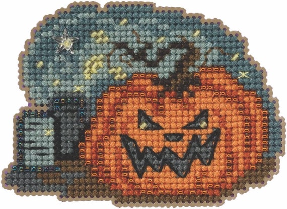 Mill Hill Autumn Harvest Beaded Cross Stitch Kit ~ Graveyard Pumpkin ~