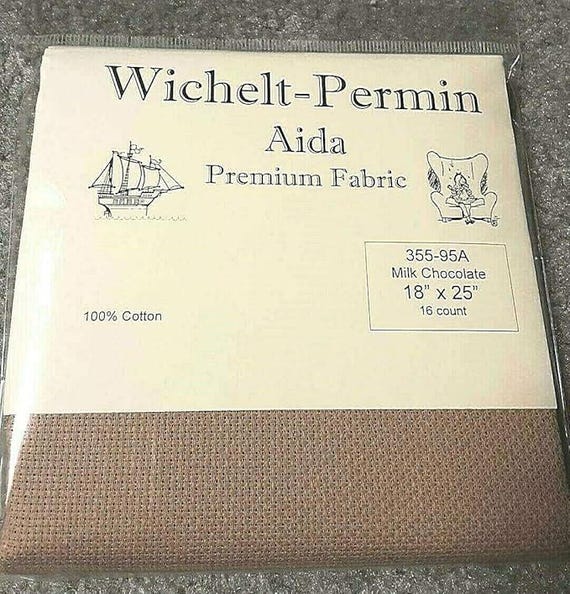 Wichelt - Permin 16ct Premium Aida Fabric for Needlework ~ Milk Chocolate 18" x 25" ~