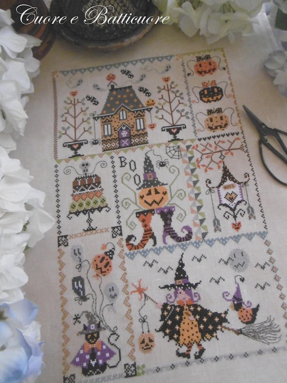 Halloween in Quilt by Cuore E Batticuore Counted Cross Stitch Pattern ~ printed pattern ~