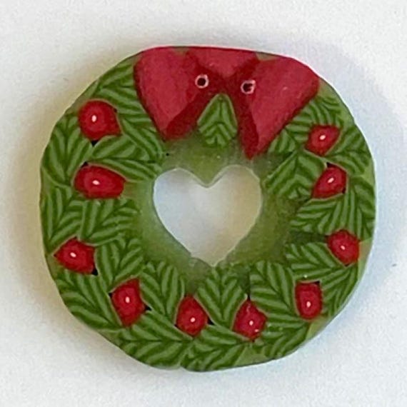 Just Another Button Company Polymer Clay Button ~ Large Wreath ~ nh1025.L