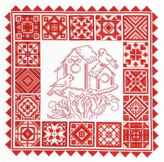 Redwork Quilt Counted Cross Stitch Pattern by Ursula Michael #2884 - Printed Pattern