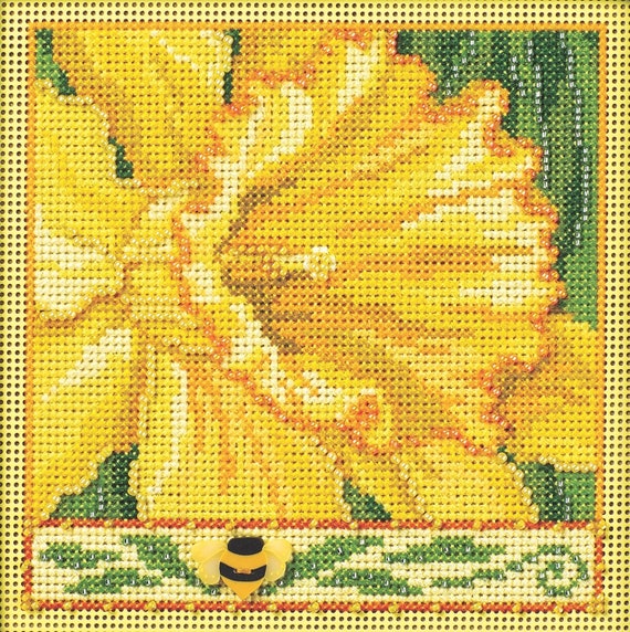 Mill Hill 2024 Spring Series Buttons & Beads Cross Stitch Kit ~ Daffodil
