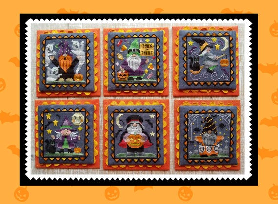 Halloween Gnome Littles Counted Cross Stitch Pattern by Waxing Moon Designs