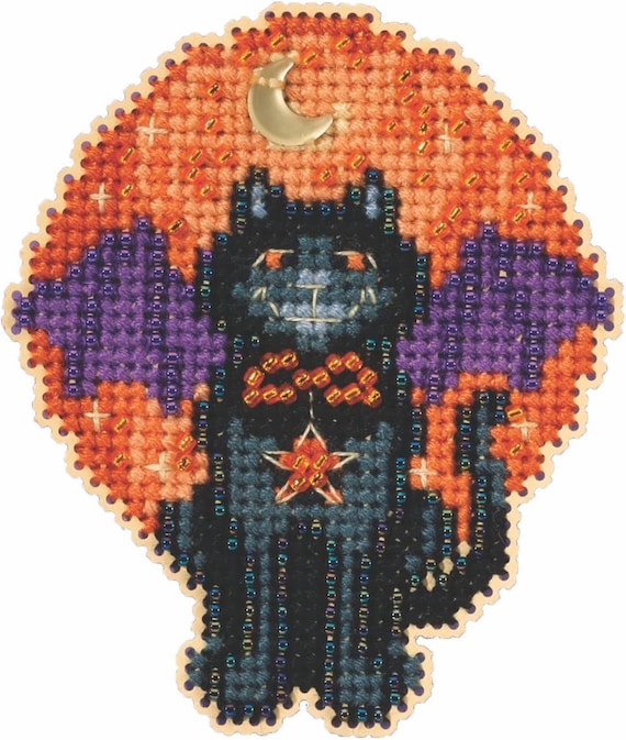 Mill Hill Autumn Harvest Beaded Cross Stitch Kit ~ Bat Cat ~