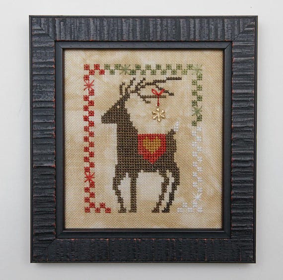 Dazzlin Deer  Counted Cross Stitch Pattern by Heart in Hand embellishment included - Printed pattern