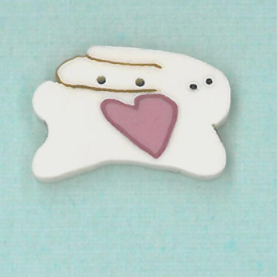 Just Another Button Company Polymer Clay Button ~ Small White Rabbit ~ nh1009.s