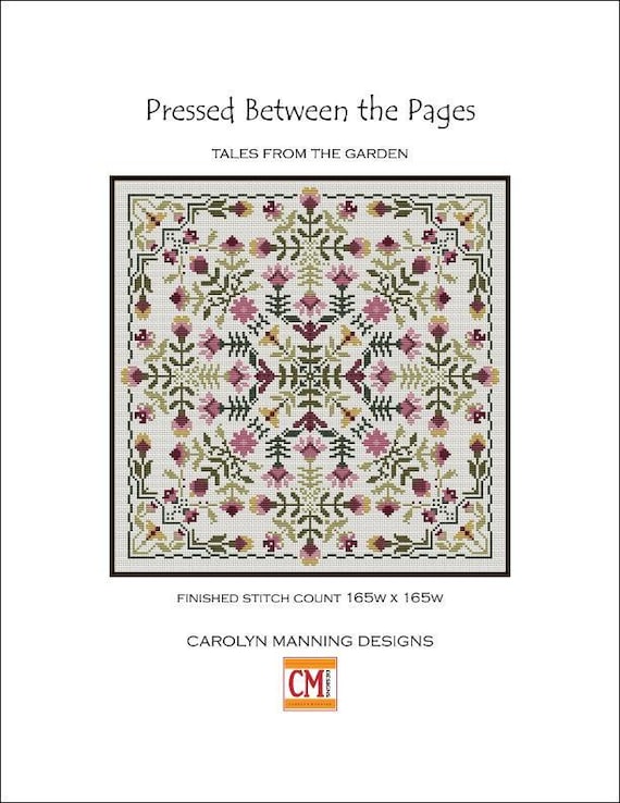 Pressed Between The Pages Counted Cross Stitch Pattern by CM Designs /  Carolyn Manning Designs- Printed Pattern