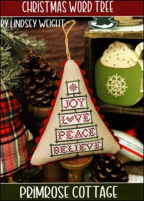 Christmas Word Tree Counted Cross Stitch Pattern ~ Primrose Cottage Stitches PCS-156