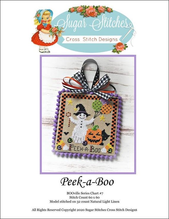 BOOville Peek-a-Boo Counted Cross Stitch Pattern by Sugar Stitches Design - Printed Pattern