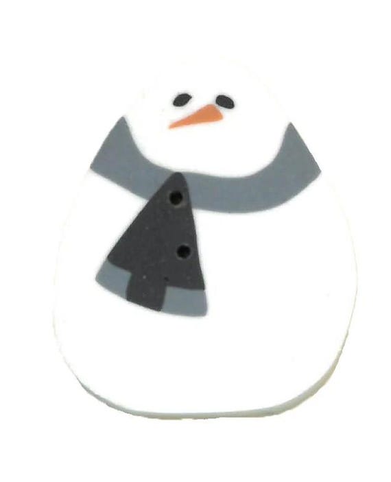 Just Another Button Company Polymer Clay Button ~ Large Frosty Snowman nh1103.L