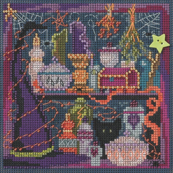Mill Hill Autumn Series Buttons & Beads Cross Stitch Kit ~ Wanda's Witchery