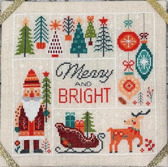Merry and Bright Counted Cross Stitch Pattern by Tiny Modernist