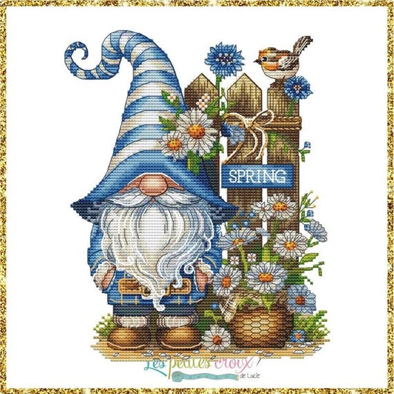 Spring Gnome counted cross stitch pattern by Les petites Croix de Lucie