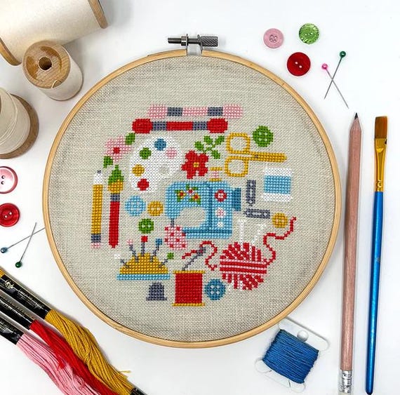 Oh Sew Crafty Counted Cross Stitch Pattern by Tiny Modernist