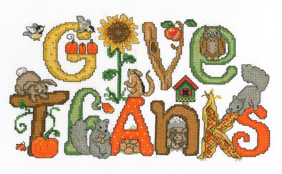Thankful Critters Counted Cross Stitch Pattern by Ursula Michael