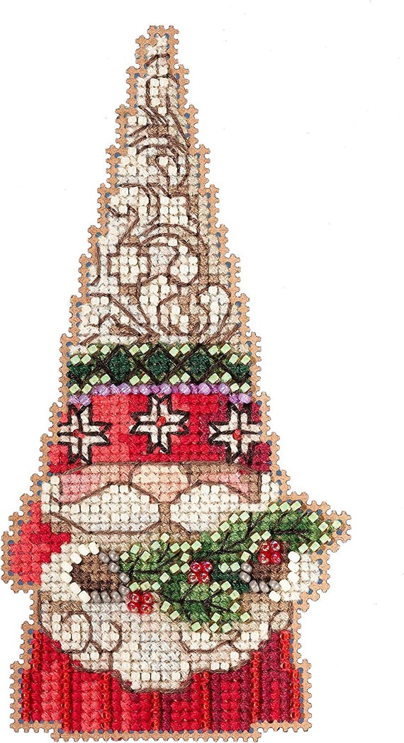 Mill Hill Jim Shore Christmas Gnomes Counted Cross Stitch kit ~ Gnome Holding Holly ~ JS202214