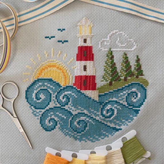 Going Coastal Counted Cross Stitch Pattern Leaflet by Love Poppet - Printed Pattern