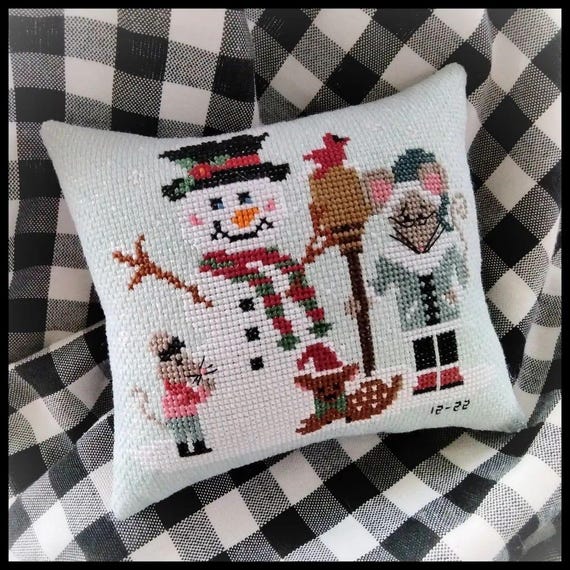 Matilda Builds a Snowman Counted Cross Stitch Pattern by Finally A Farmgirl