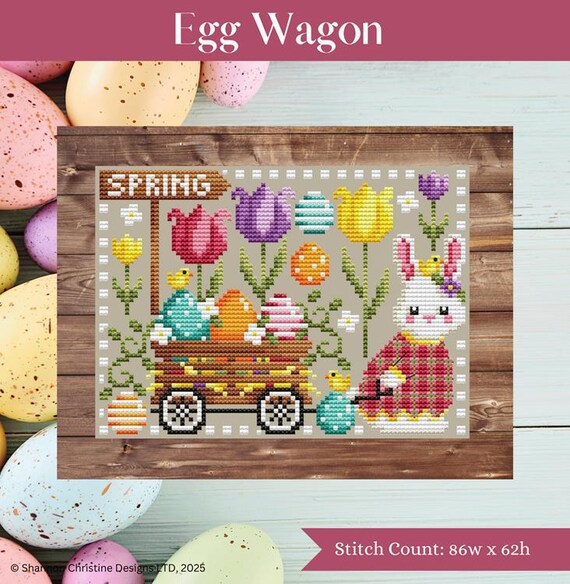 Shannon Christine Designs Counted Cross Stitch Pattern ~ Egg Wagon ~