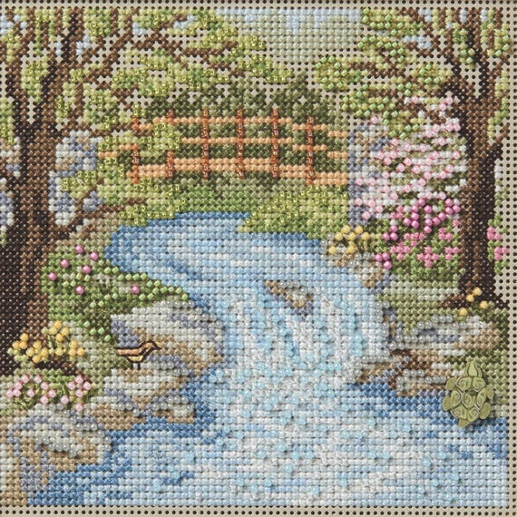 Mill Hill 2025 Buttons & Beads Spring Series Counted Cross Stitch Kit ~ Waterfall ~ MH142515