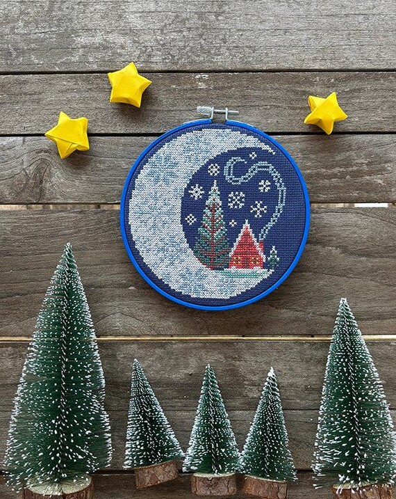 Winter Moon Counted Cross Stitch Pattern Leaflet by Love Poppet - Printed Pattern