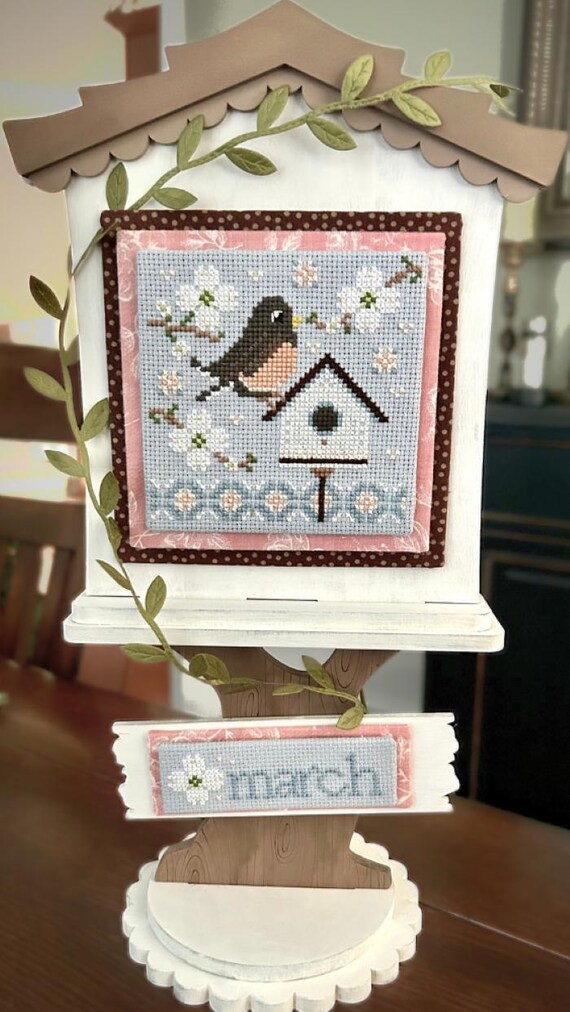 Feathered Friends March Counted Cross Stitch Pattern by Sweet Wing Studio
