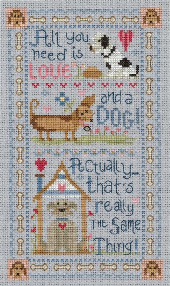 Gail Bussi Imaginating Cross Stitch Pattern Leaflet ~ Love & A Dog ~ 3474