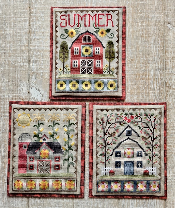 Summer Barn Trio Counted Cross Stitch Pattern Leaflet by Waxing Moon Designs