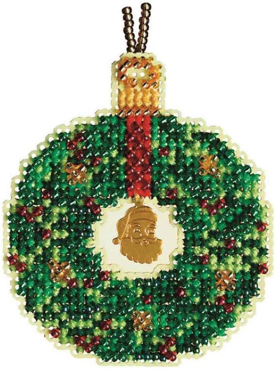 Emerald Wreath 2011 Mill Hill Beaded Cross Stitch Kit Christmas Jewels Charmed Ornament