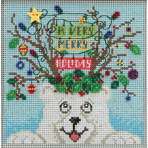 Mill Hill Winter Series Buttons & Beads Counted Cross Stitch Kit ~ Beary Merry ~