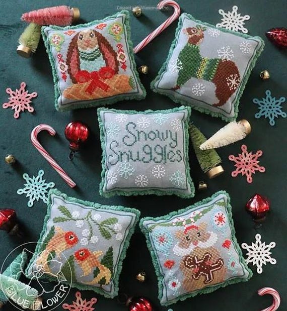 Snowy Snuggles Scrapbook Part 1 Counted Cross Stitch Patterns by The Blue Flower