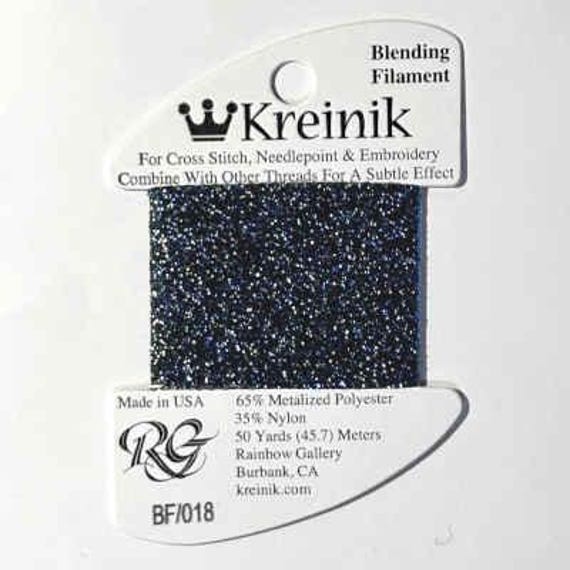 Kreinik Navy BF-018 Blending Filament 45.7m Metallic thread , 50yds