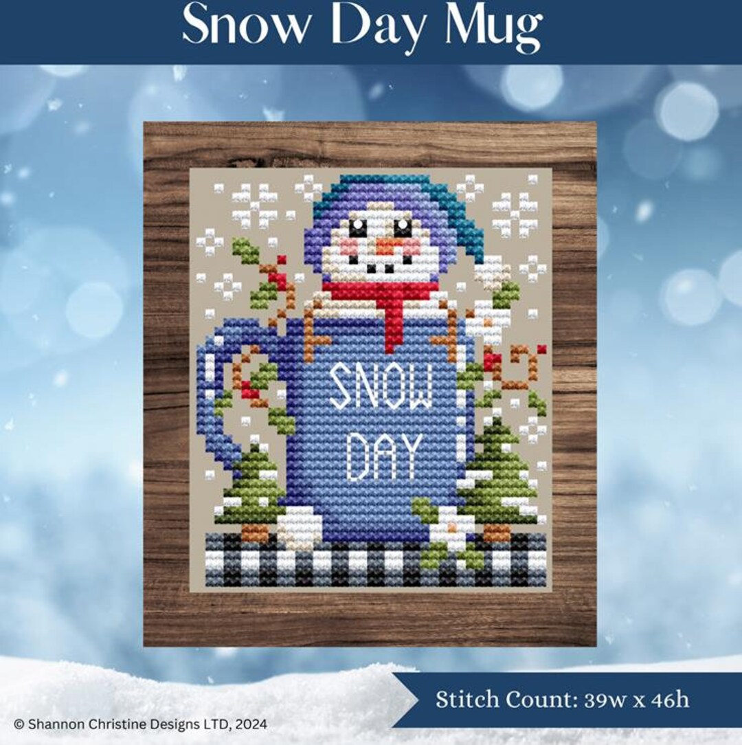 Shannon Christine Designs Counted Cross Stitch Pattern Snow Day Mug - Etsy