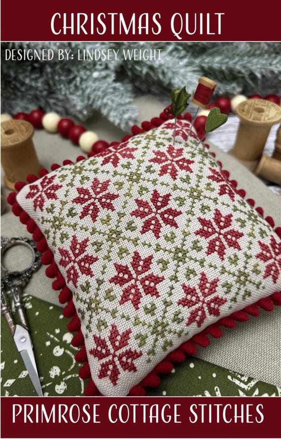 Primrose Cottage Stitches Counted Cross Stitch Chart ~ Christmas Quilt