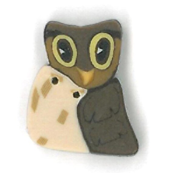 Just Another Button Company Polymer Clay Button ~ Small Owl ~ 1187.s