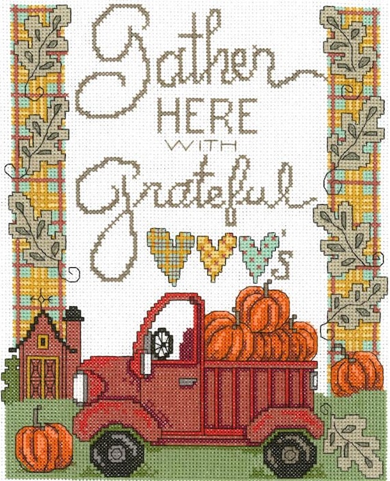 Diane Arthurs Counted Cross Stitch Pattern Leaflet ~ Gather With Grateful Hearts