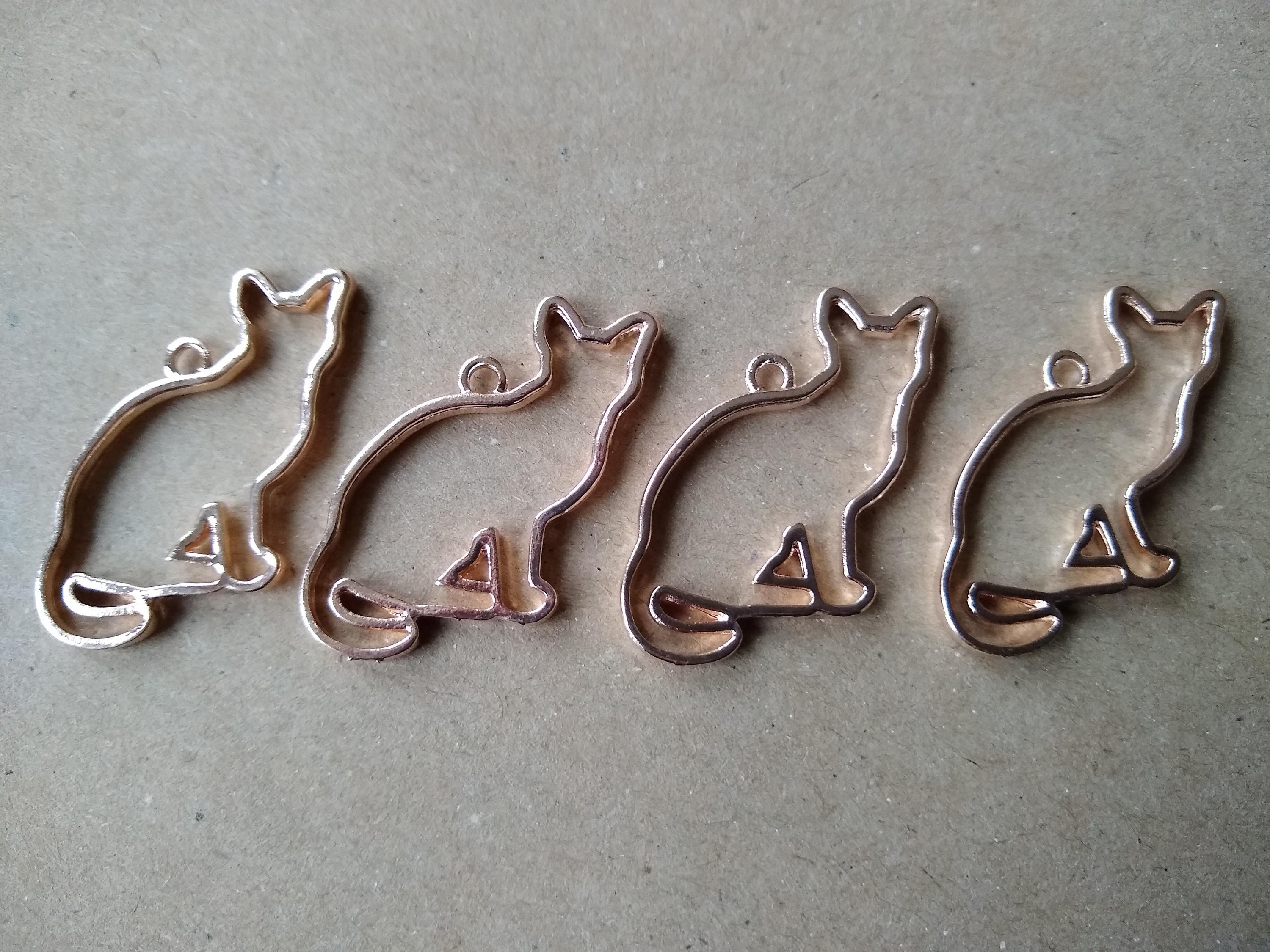 Rose Gold Cat Open Bezel Charm for Keyring Making Dried Etsy UK