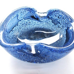 Vintage Barovier & Toso Murano Glass Ashtray Bowl - Ercole Barovier Efeso Blue