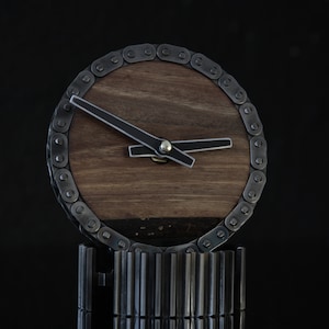 Industrial / Steampunk style Desk Clock Car Part Metal Art Minimalist Modern