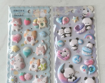 A144-A145 Marshmallow Seal Puffy sticker sheet with gem embellishments