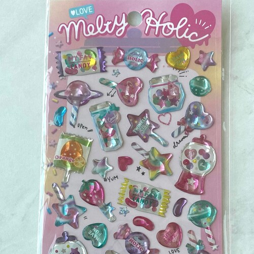 Melty Holic Blue Sheet Puffy Iridescent Pearl Sticker Sheet Etsy