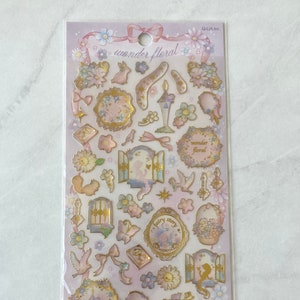 B289 Wonder Floral Fairytale sticker sheet with gold accents