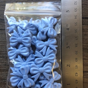 MLD x 24pcs Blue Bow beads 30mm x 23mm